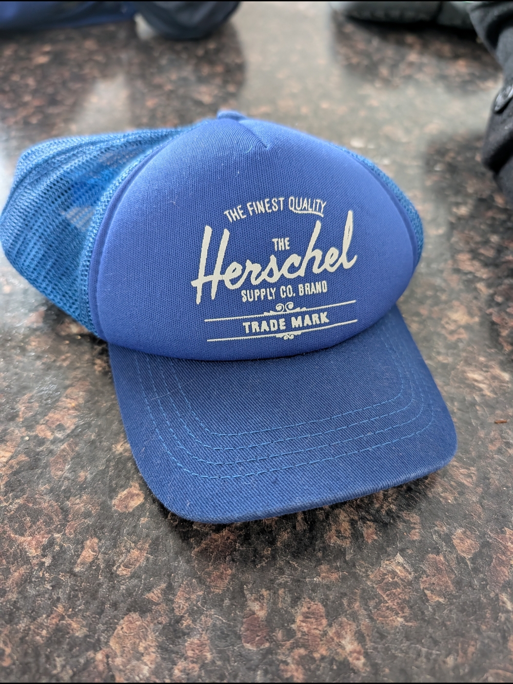 Herschel Supply Company Blue Mesh Trucker Hat with White Logo
